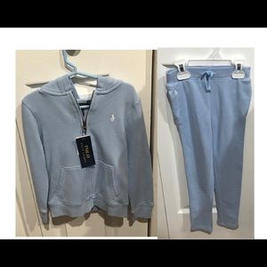 Polo Ralph Lauren boy’s sweatsuit size 5 blue. NWT